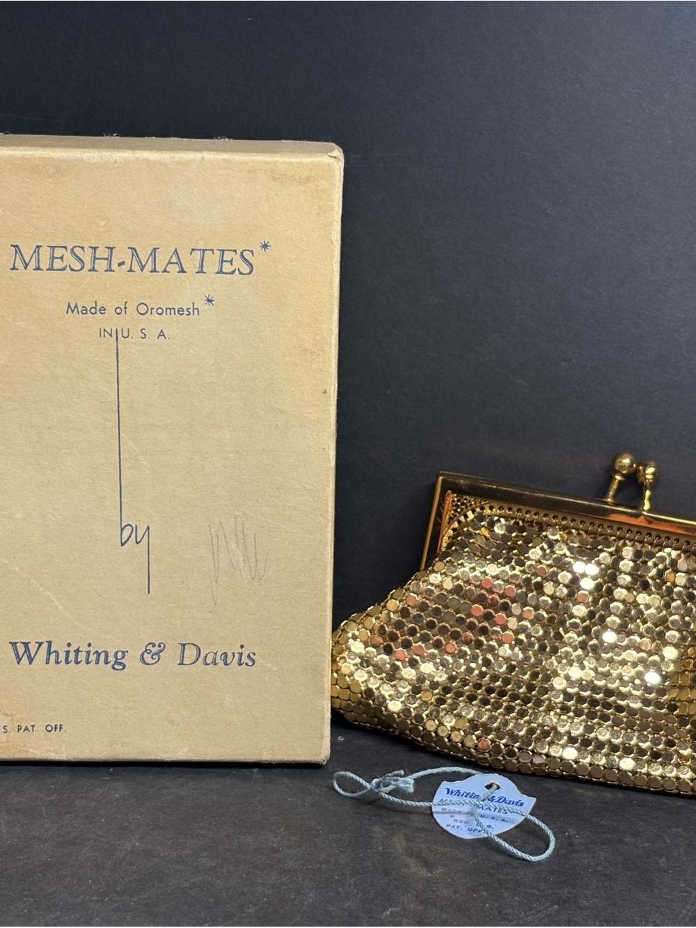 Whiting & Davis Gold Kiss Lock Mesh Evening Coin Clutch Vintage Coin Purse - Picture 3 of 14